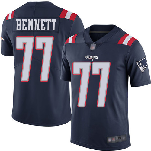 New England Patriots Football #77 Rush Vapor Limited Navy Blue Men Michael Bennett NFL Jersey